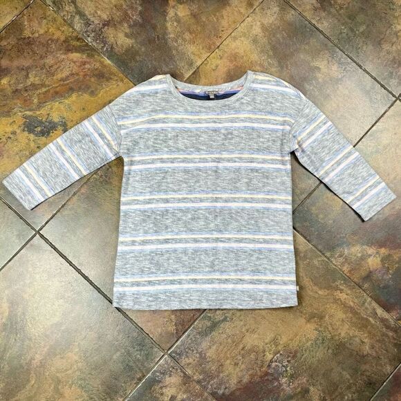 T by Talbots Women’s Stripes 3/4 Sleeve Button up Back Top Medium - Picture 2 of 11